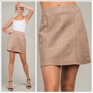 Taupe Snakeskin Print Mini Skirt